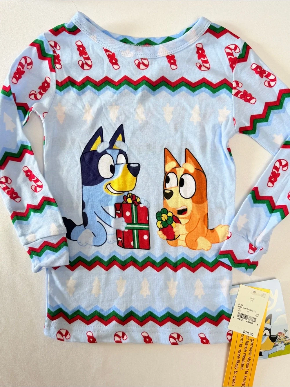 Bluey Bingo Christmas Pajamas 4T 4 Piece Cotton Set NWT